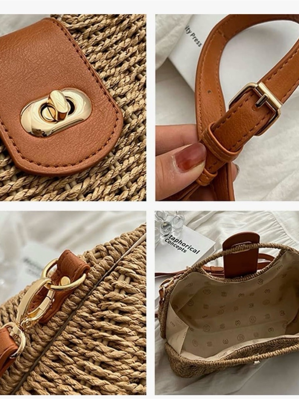 Woven Straw Top-Handle Crossbody Bag - Picture 7 of 7